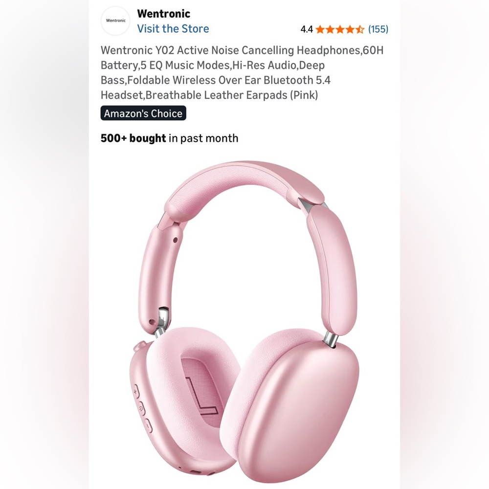 NIB Wentronic Noise Cancelling Bluetooth Over Ear Headphones 5 EQ Music Modes